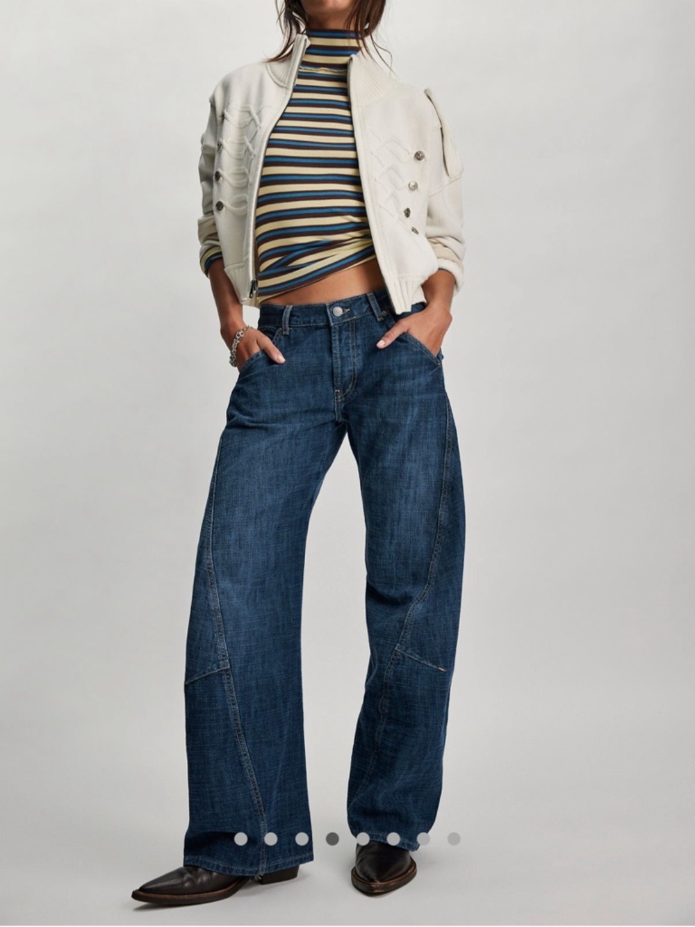 Free People We The Free Highland Low-Rise Twisted Bowed Jeans